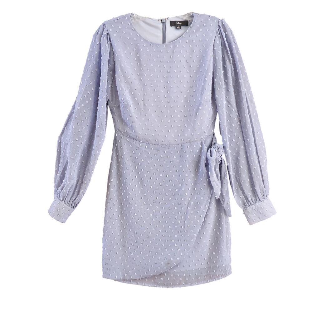 Lulu's Slate Blue Dot Shorts Dress XS Lined , Wedding Guest, Shower ,spring